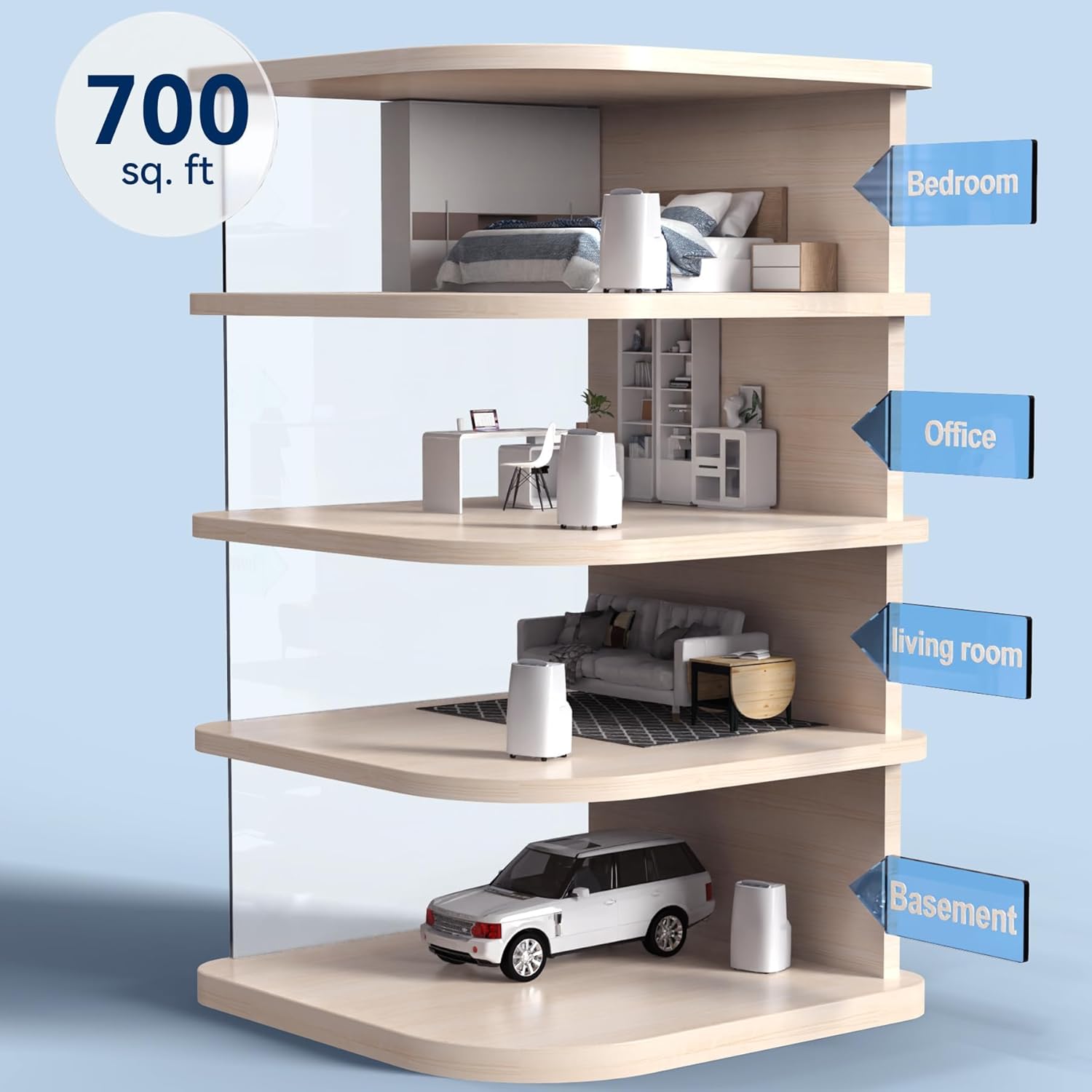 Air Choice 14000 BTU Portable Air Conditioner, 4-in-1 Air Conditioner Portable for Room Up to 700 Sq.Ft. with Remote, Auto Swing, Quiet AC Unit as Heater Dehumidifier Fan, 24H Timer, Window Kit, White