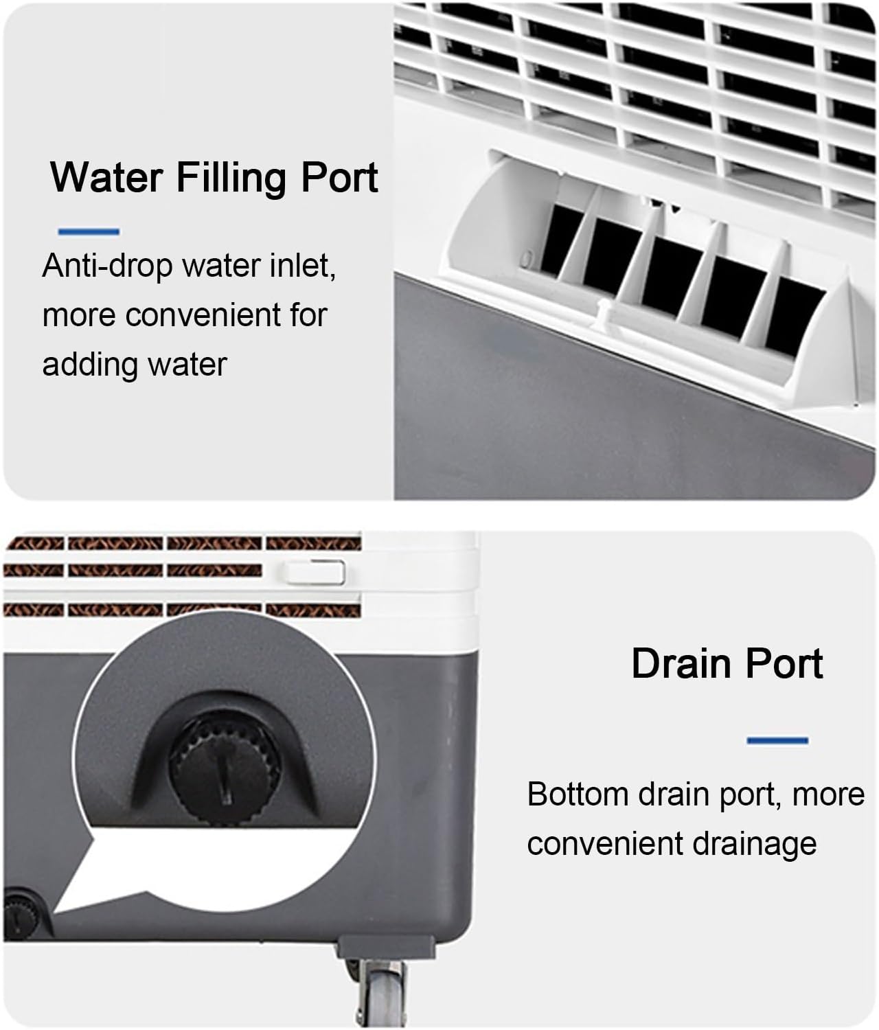 Industrial Air Conditioner Portable Evaporative Air Cooler Swamp Cooler with 10.6 Gallon Tank, 3 Speed Settings, Ideal for Cooling Homes, Garages, and Patios