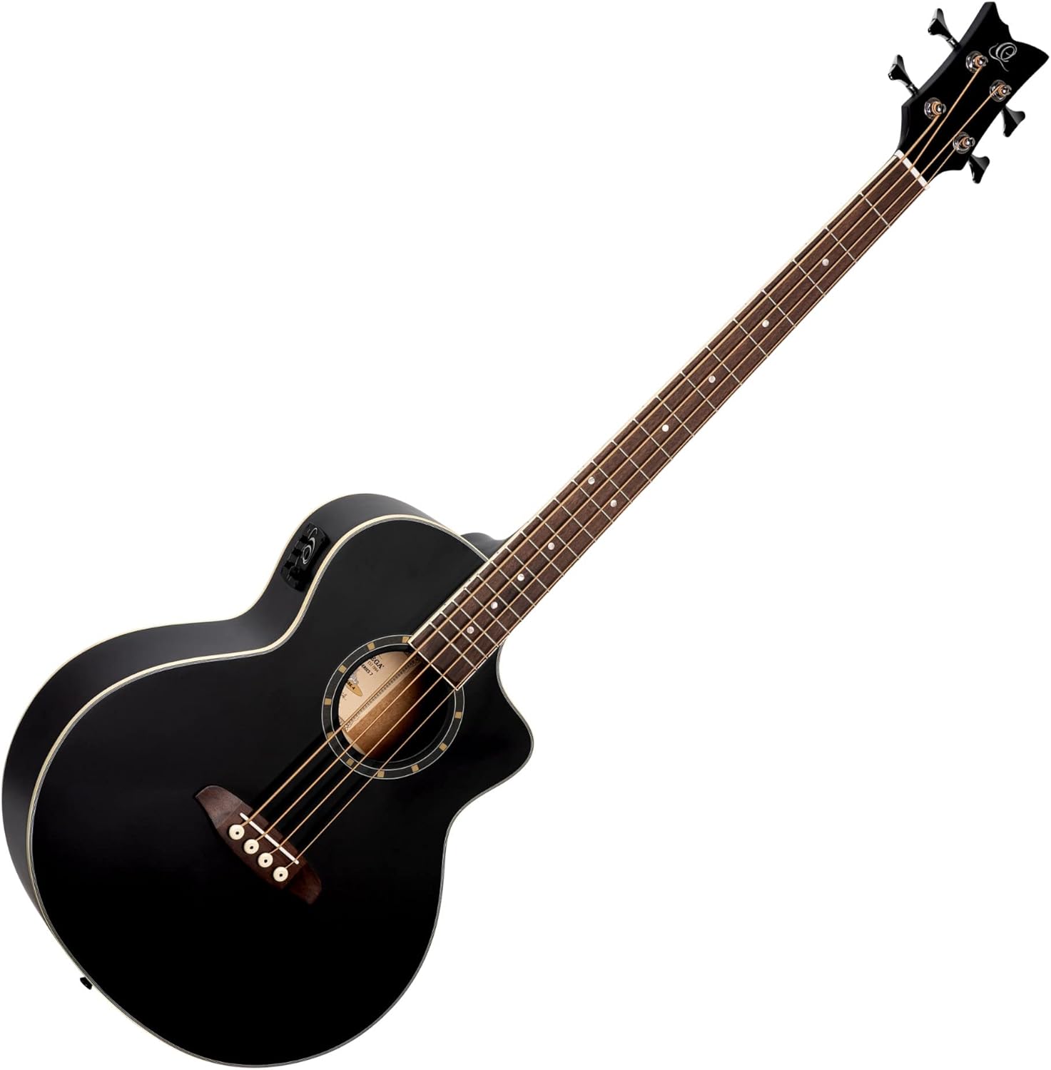 Ortega Guitars Deep Series 4 String Acoustic Bass Guitar, Right-handed, Black, (D7CE-SBK-4)