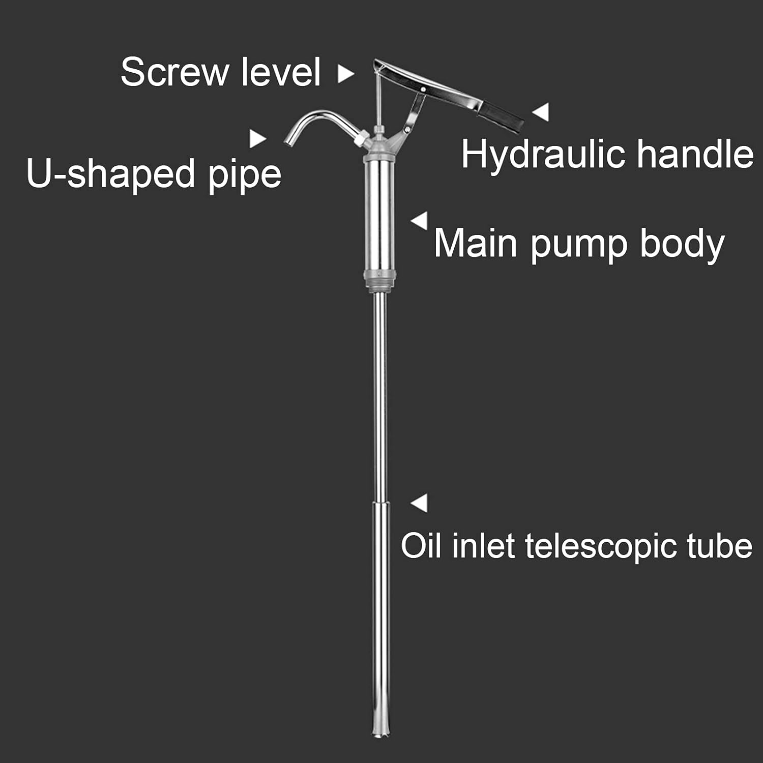Hand Tool Heavy-Duty Lever Pump Fuel delivery Pump, Aluminum Alloy Barrel Type Retractable Fuel Drum Pump, Used for Sending, Diesel, lubricating Oil and Other Barrel Pump Tools
