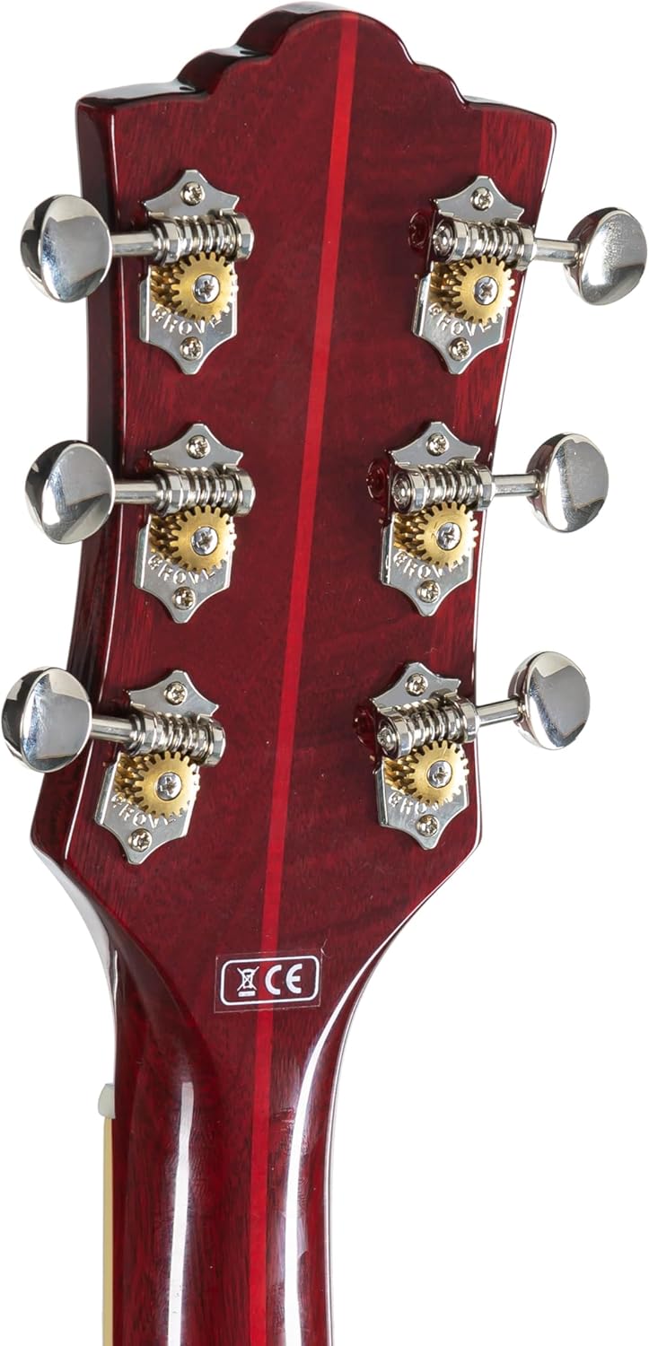 Guild Guitars Starfire V Semi-Hollow Body Electric Guitar, Cherry Red, Double-Cut w/tremolo, Newark St. Collection, with Hardshell Case