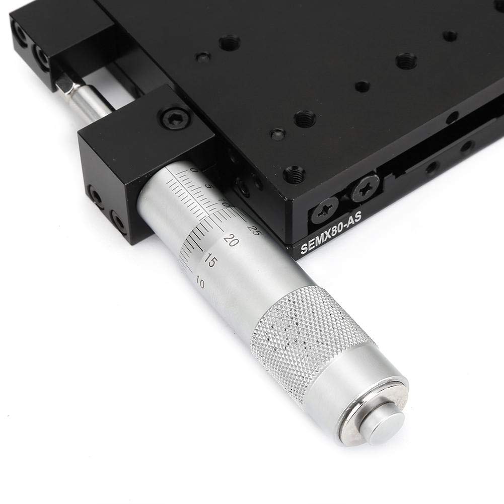 X Linear Stage, Keenso SEMX80-AS Micrometer Manual Linear Translation Stage Displacement Trimming Bearing Sliding Table X Axis 80x80mm Size Other Tools & Accessories