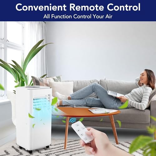 10000 BTU Portable Conditioner-3 in-1 Compact Standing Air Conditioner, Floor AC Unit with Remote Control, Universal Casters, Window Mount Kit
