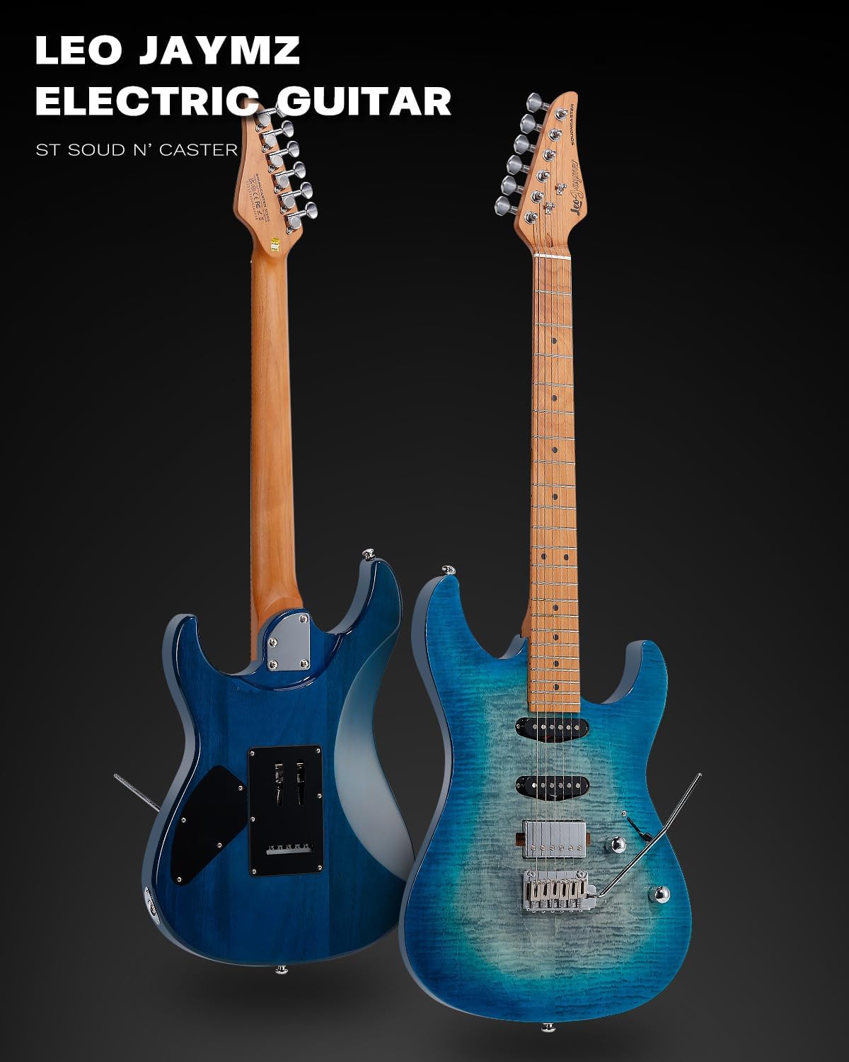 Leo Jaymz ST Pro Electric Guitar with Coil-Split, Roasted Maple Neck, Maple Fingerboard, Mahogany Body, Alnico 5 Pickups
