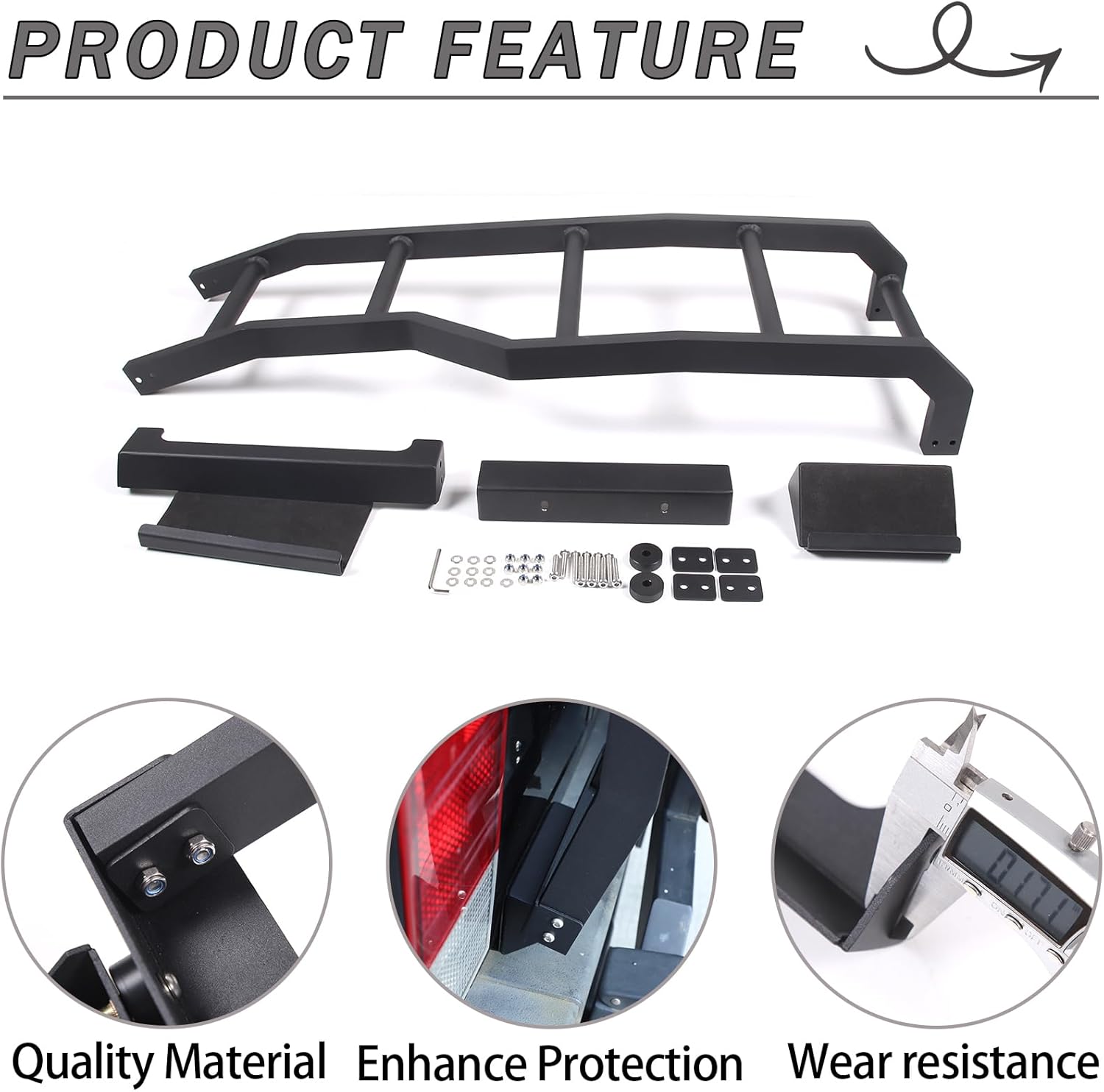 Lcojicep Aluminum Car Rear Tail Door Ladder Climbing Luggage Carriers Car Body Functional Decoration Accessories Compatible with Hummer H2 2003-2009 Rear Door Tailgate Ladder Kit