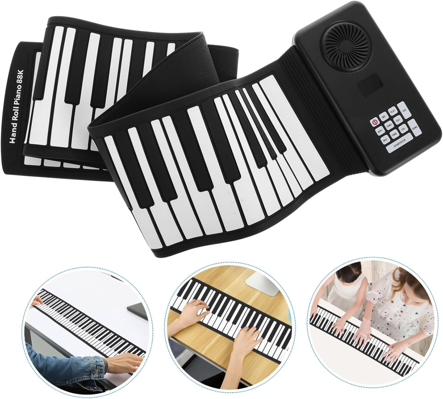 Portable Keys Foldable Roll-up Piano with Speaker for Travel Silicone Keyboard for Beginners and Compact Storage Lightweight Space-saving Design