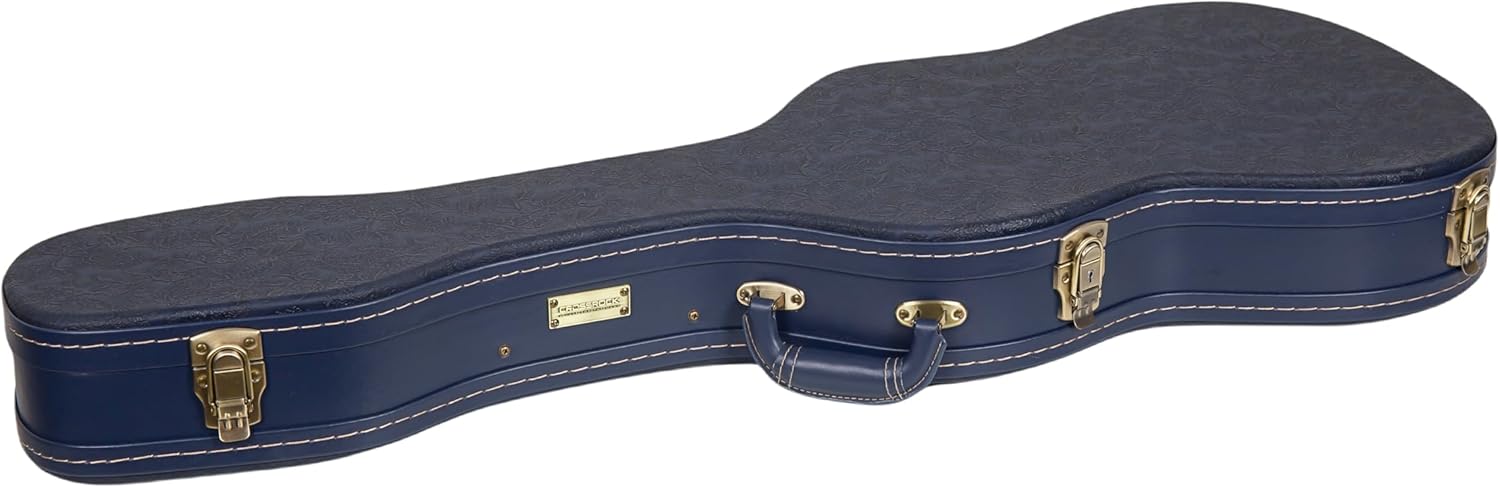Crossrock Relief Series Electric Guitar Case for Telecaster & Stratocaster Style | Carved Ocean Blue Finish, Deep Scarlett Velvet Interior, Lock (CRW630STOB)
