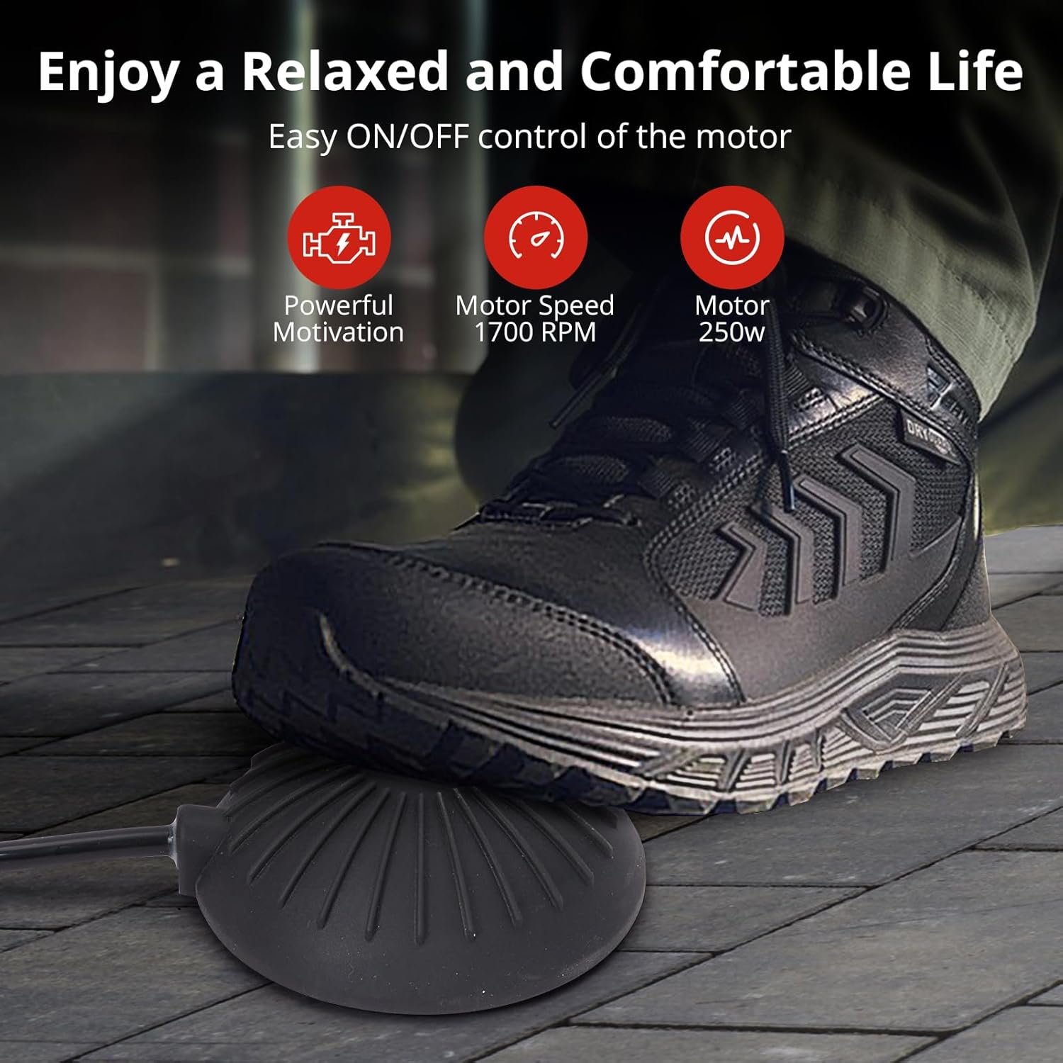 50 FT x 1/2 Inch Drain Cleaner Machine with 250W Motor, Manual Feed Sewer Snake Auger with 4 Cutters & Air-Activated Foot Switch, Semi-Enclosed Drum Drain Cleaning Tool for 2