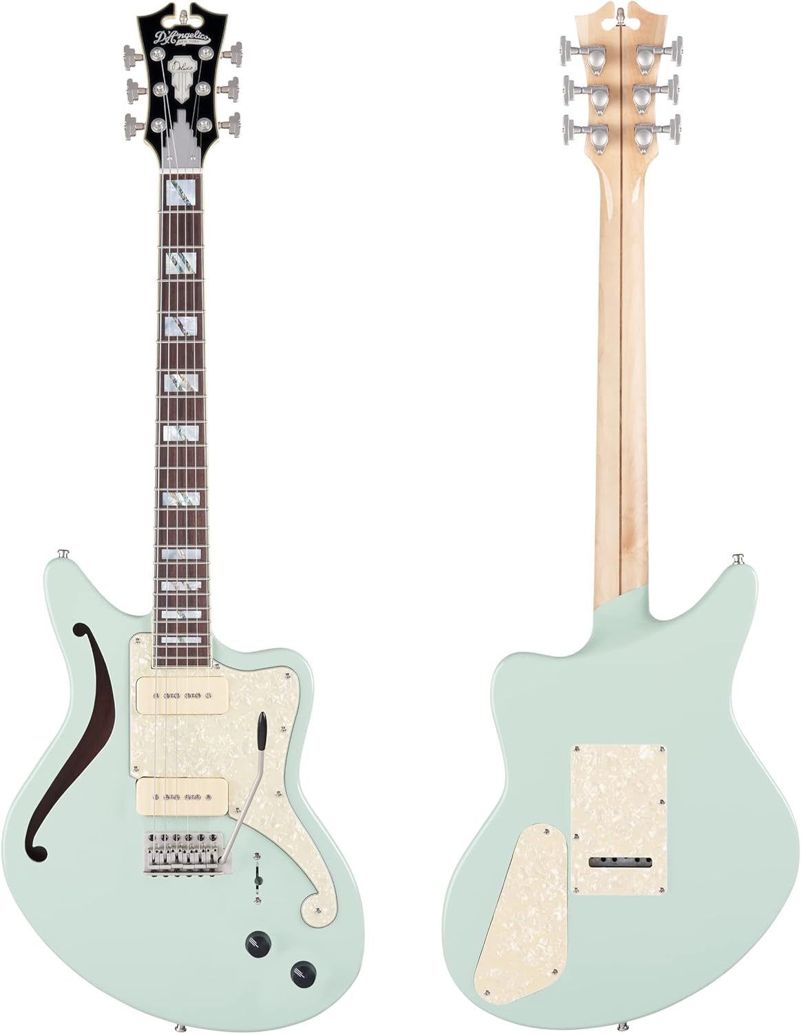 D'Angelico 6 String Solid-Body Electric Guitar, Right, Sage (DADBEDSHSAGESNTR)