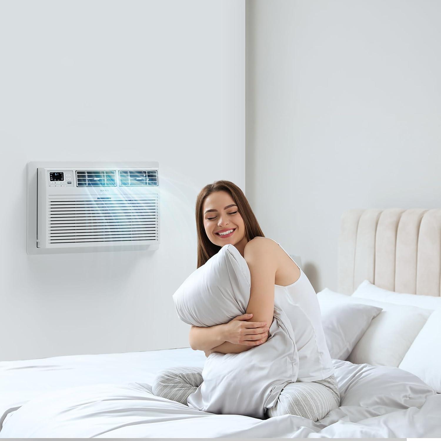 ROVSUN 12000 BTU Through the Wall Air Conditioner with Remote Control, 4-in-1 Wall AC Unit, Heater, Dehumidifier & Fan with Timer for Bedroom, Apartment, Dorm up to 450 Square Feet, 230V/60Hz