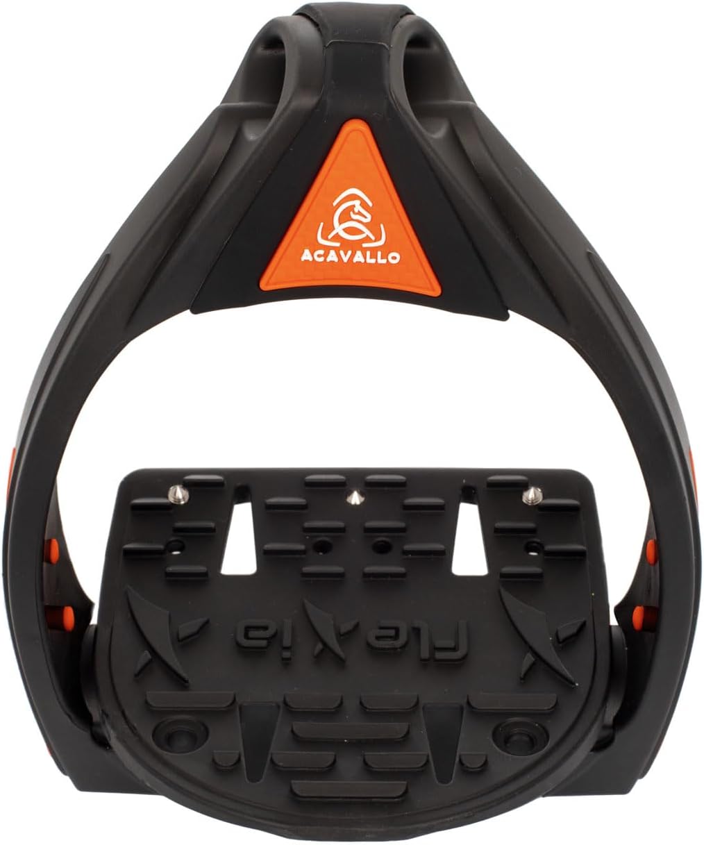 Acavallo Flexia Stirrups, One Size, Black/Orange, Set of 2