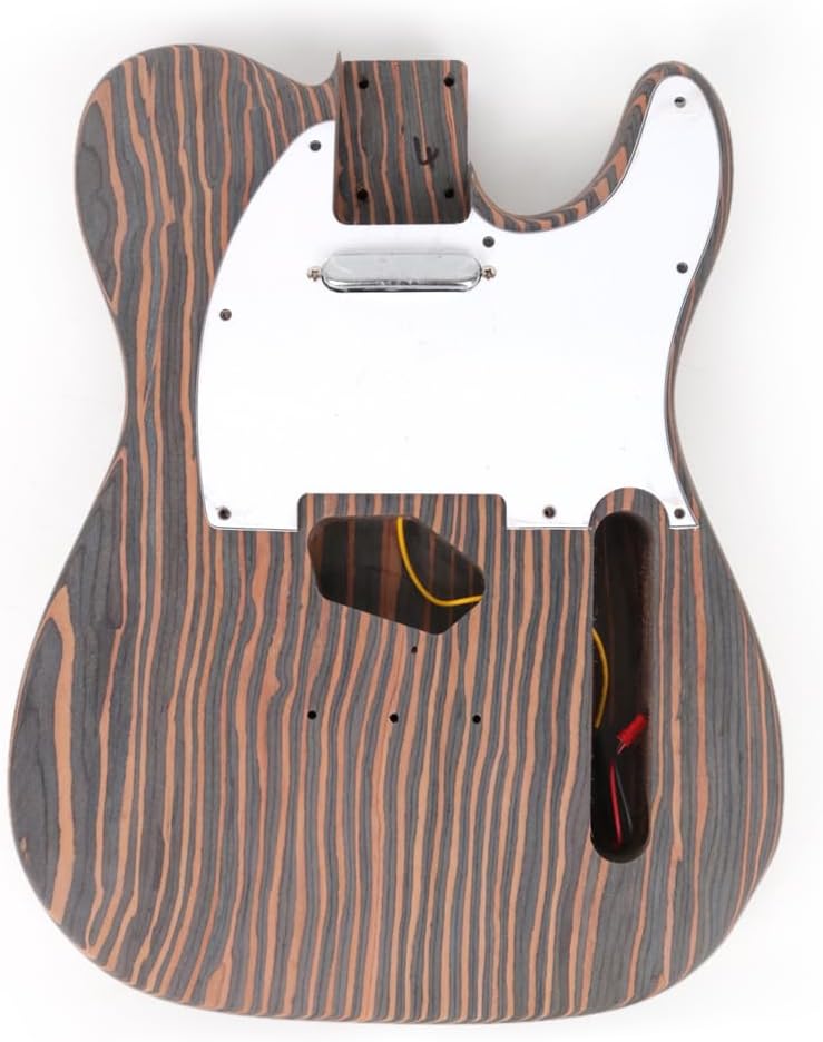 Fojill DIY Electric Guitar Kit Unfinished Zebrawood Body Neck Fingerboard Fretboard Build Your Own All Parts Included