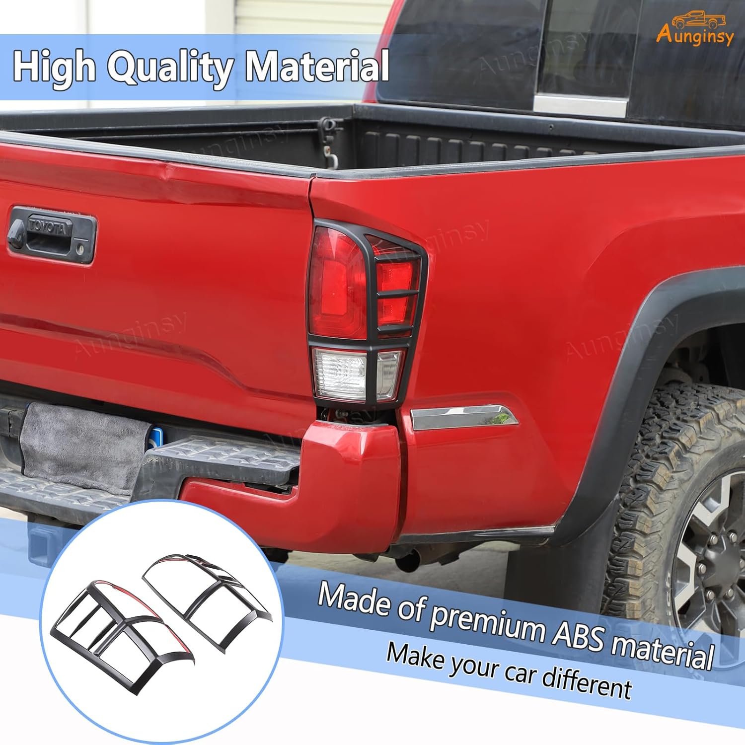 Aunginsy Tail Light Lamp Cover Compatible with Toyota Tacoma 2016-2023 Car Rear Taillight Lamp Guard Frame Bezels Tail Brake Light Trim Cover Rear Headlight Decorative Cover Protection ABS Accessories