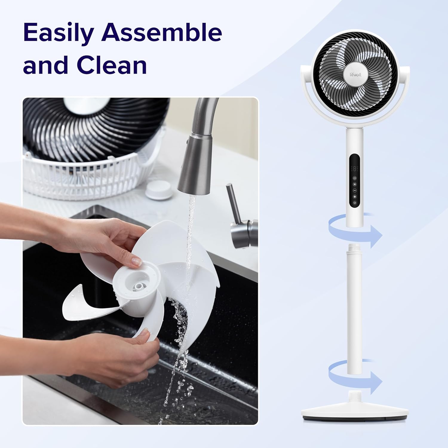 Levoit Standing Fan for Bedroom, CirculAir 120° Oscillating, Quiet 20dB, 9 Speeds, 4 Modes, DC Motor, 2 in 1 Pedestal & Tabletop, 82ft, Remote Control, Sensor, 9H Timer, 908CFM Ultra-High Airflow