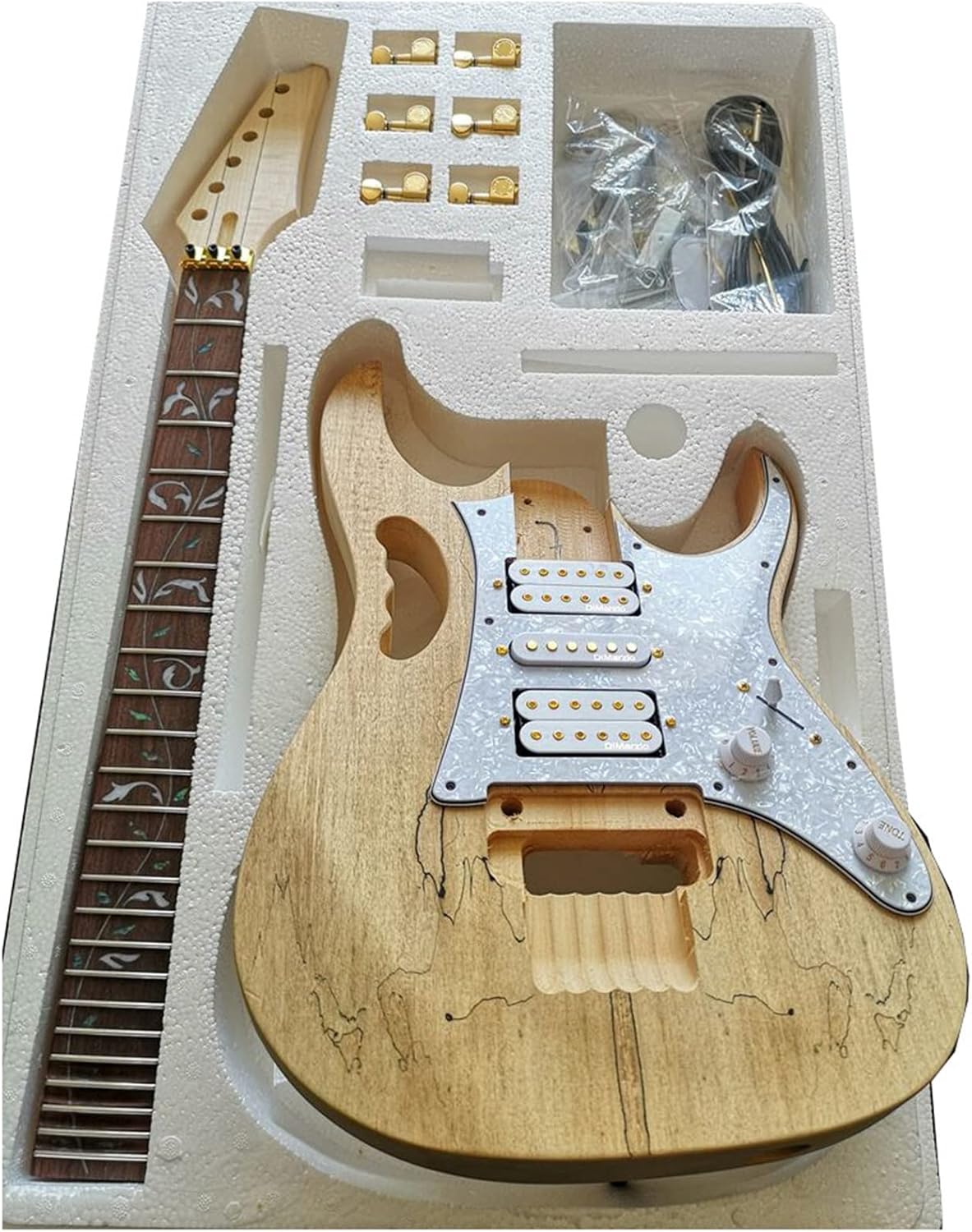 Easy Installation Basswood Body Rosewood Fingerboard Maple Neck Electric Guitar Set Unfinished Guitar Set