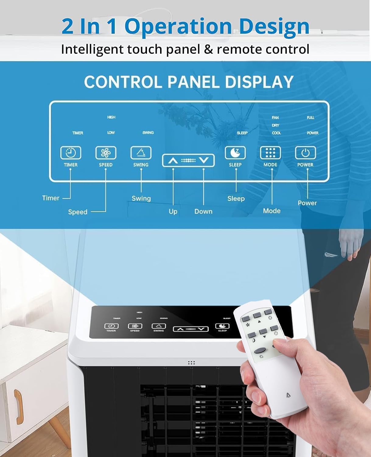 8000 BTU Portable AC Unit - 3-in-1 Air Conditioner, Dehumidifier & Fan for 350 Sq.Ft Rooms, Quiet 50dB, Remote Control, Window Kit Included, 24H Timer, Energy Saving, Easy Install