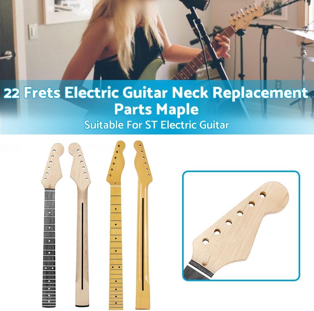 ALINREDBX 22 Frets Electric Guitar Neck Replacement Parts Maple Suitable for ST Electric Guitar