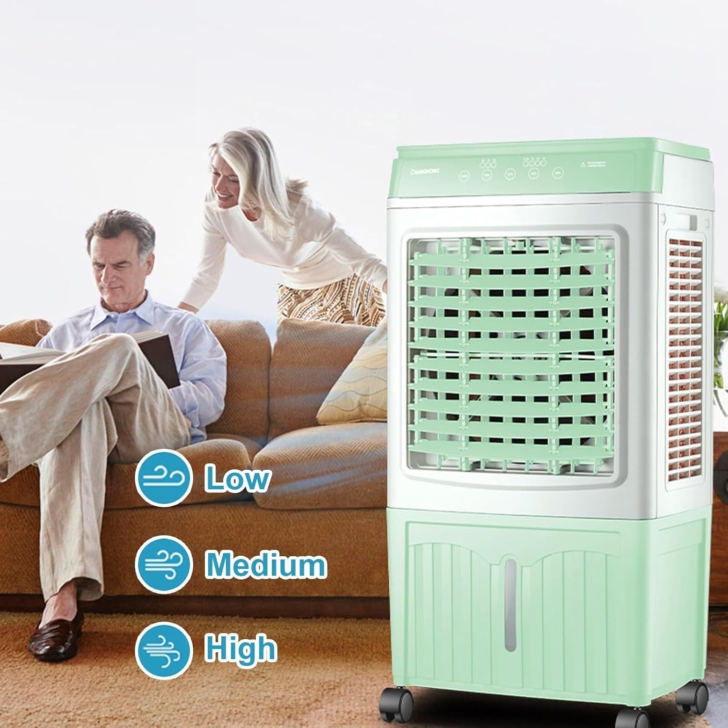 Swamp Cooler Air Conditioner, 3-IN-1 Evaporative Air Cooler with 11.8 Gal Water Tank, 3 Modes, 3 Speeds, Remote Control, 12H Timer for Bedroom & Office