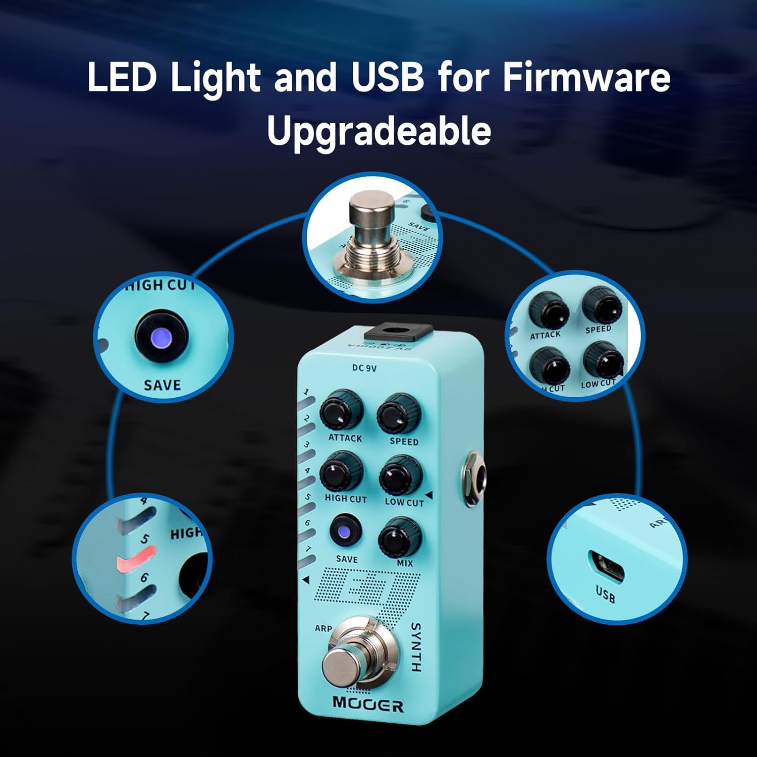 MOOER E7 Polyphonic Guitar Synth Pedal Electronic Synthesizer, 7 Guitar Synthesizer Tones with Individual Arpeggiator And 7 Preset Slots, High/Low Frequency Cut, Attack, Speed Function