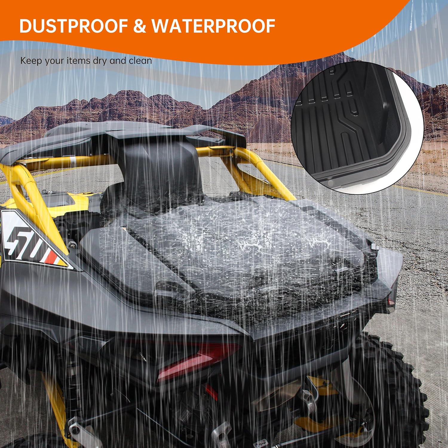 Rear 96L Storage Cargo Box & 13.5L Side Cargo Storage Boxes Compatible with Can-Am Maverick R X RS 2024+ Accessories Replace #715007182 715007372 Water Resistant Large Capacity Tool Box(3PCS)