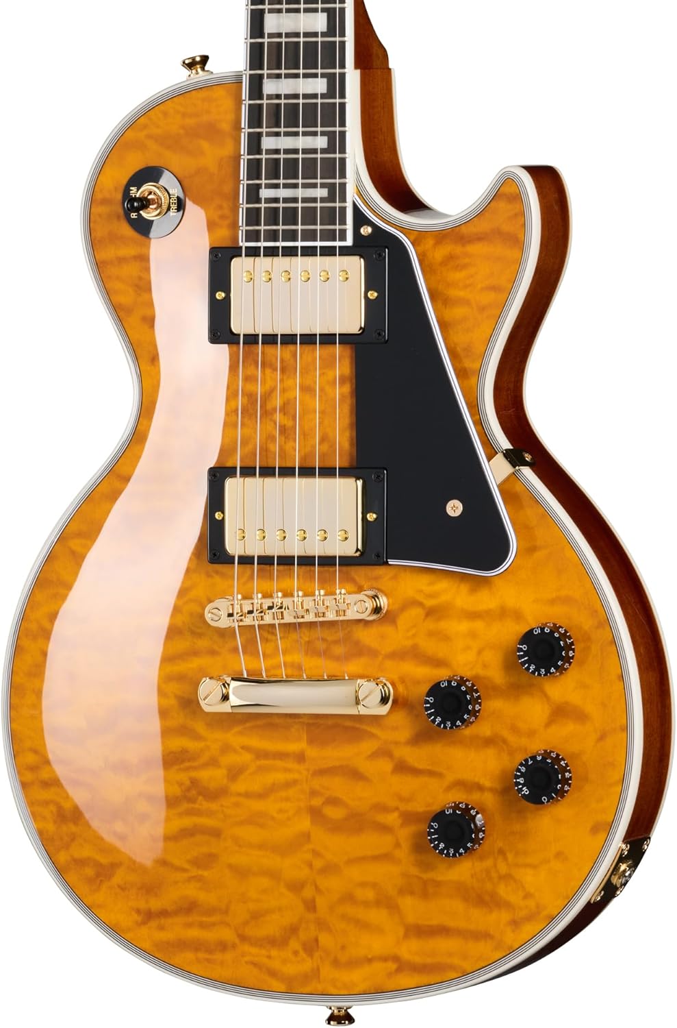 Epiphone EXCLUSIVE Les Paul Custom Quilt AAA, Trans Amber with Bag