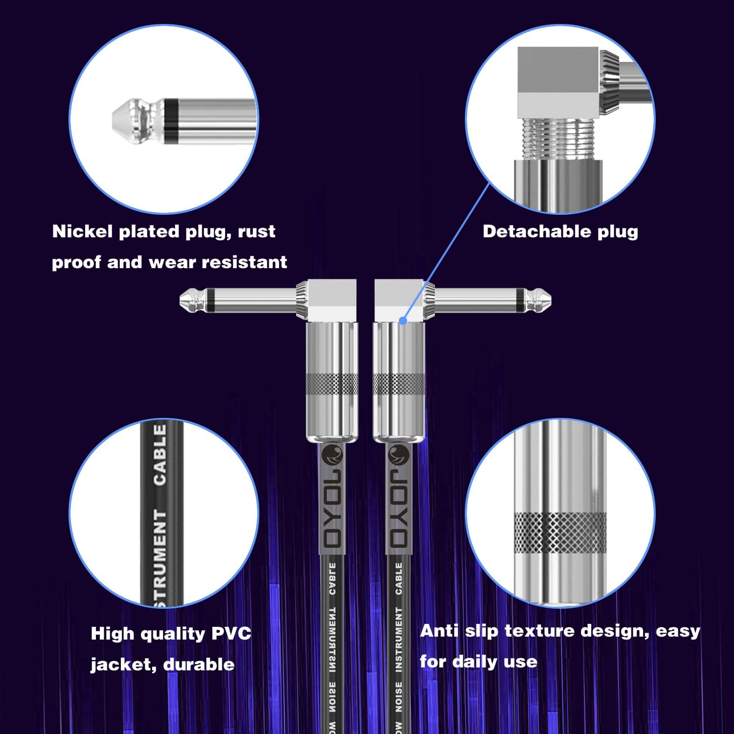 JOYO R-24 High Gain Overdrive Pedal Amplifier Simulation Guitar Pedal and CM-05 6 Pack Professional Patch Cables