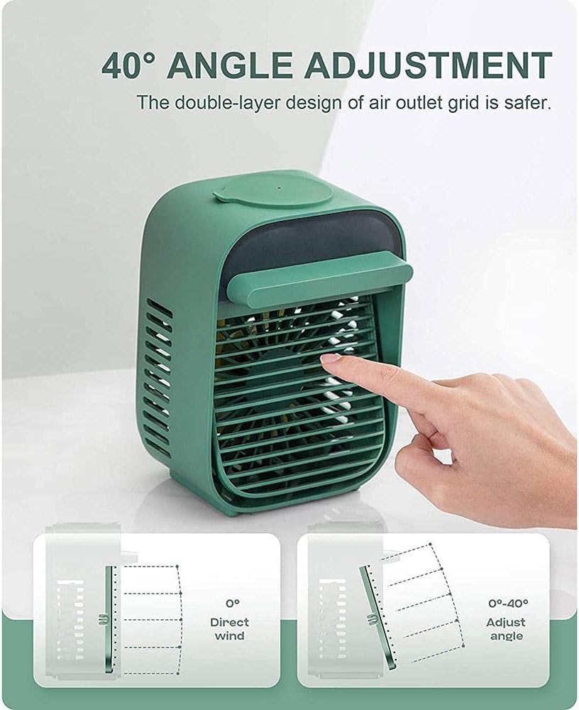 Upgrade Mini Air Conditioner USB Portable Air Conditioner Household Air Cooler Cooling Humidifying Desktop Air Conditioner Fan-White.