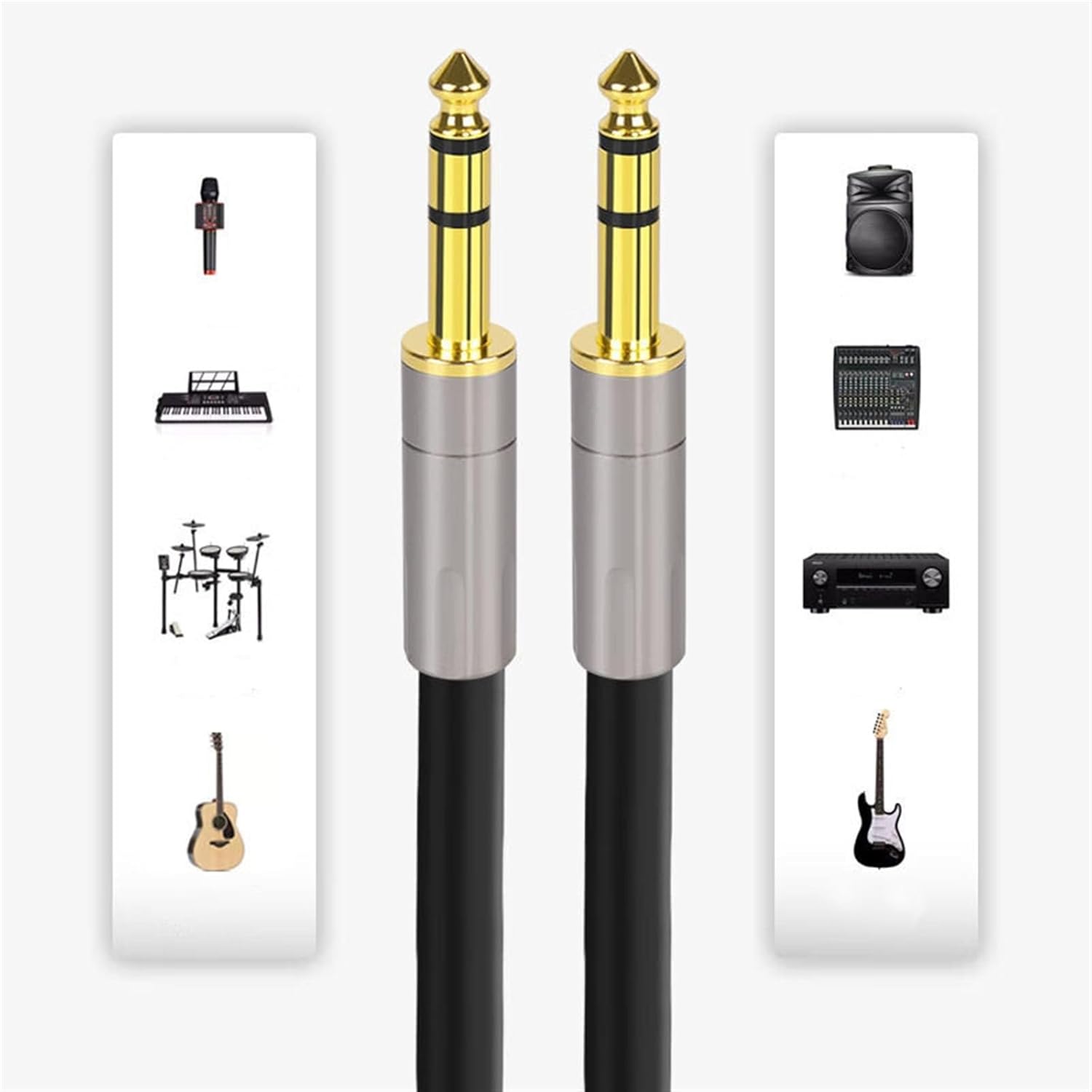 Guitar Audio Cable Professional Audiophile Grade 6.35mm Three-core Male to Male Sound Card Power Amplifier Guitar Cable 15 Meters