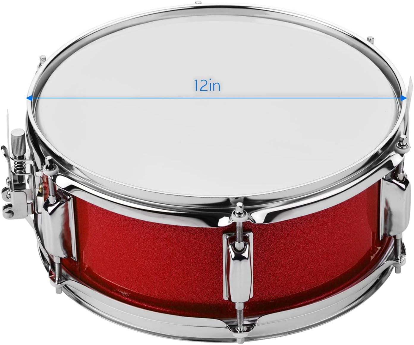 12inch Snare Drum, Marching Drum Set with Drumsticks Drum Key and Adjustable shoulder Straps, Snare Drum Head for Students Beginners (Red)