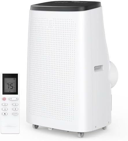 PULLAFUN Portable LED Air Conditioner with Remote Control, 14000 BTU Portable Conditioner for Room, Dorm, Office， 3 Speeds, 24H Timer Function, Cools Room up to 450 Sq. Ft