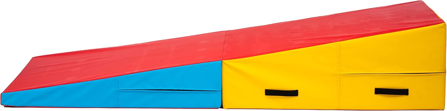 PRISP Folding Incline Gym Mat - Extra Long 71 x 30 x 14 in Wedge Gymnastics Tumbling Mat for Kids