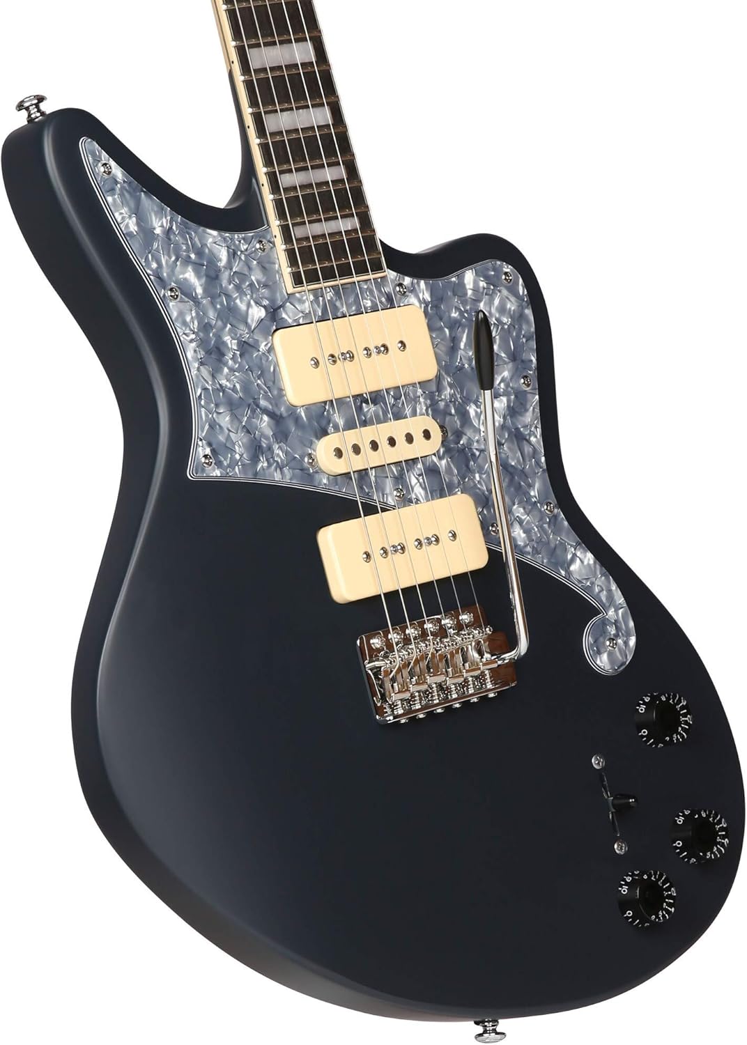 D'Angelico 6 String Solid-Body Electric Guitar, Right, Stone (DAPBEDBWMSTCTR)