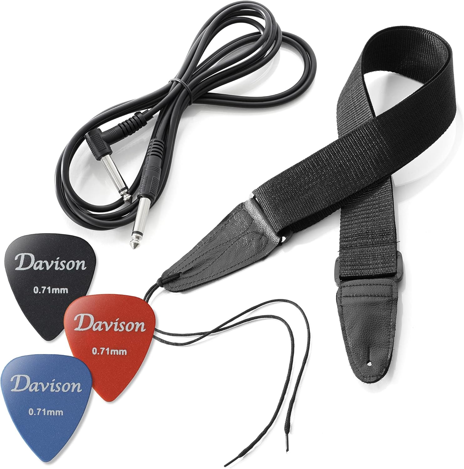 Davison Guitars Guitars 4 String Electric Bass Guitar, Black - Full Size Right Handed Beginner Kit with Gig Bag and Accessories