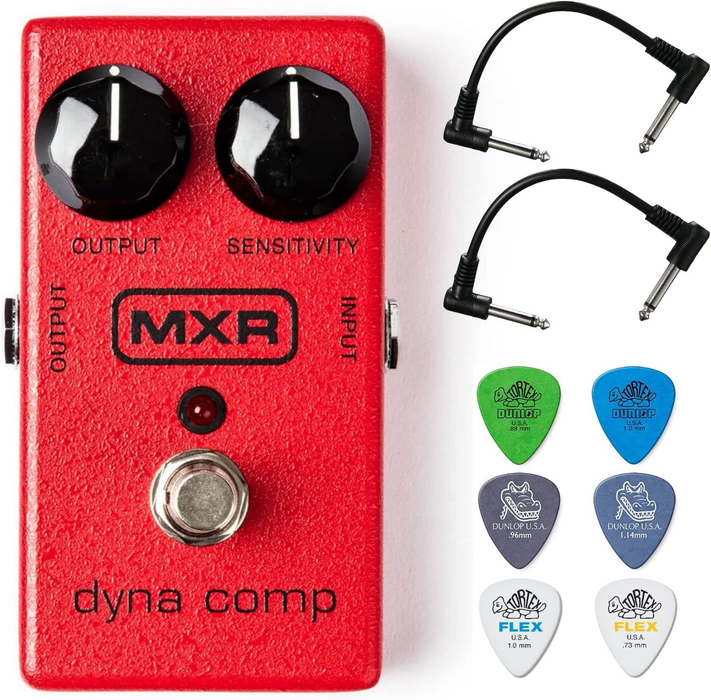 Briskdrop MXR M102 Dyna Comp Compressor Pedal Bundle with 2 Patch Cables and 6 Dunlop Picks