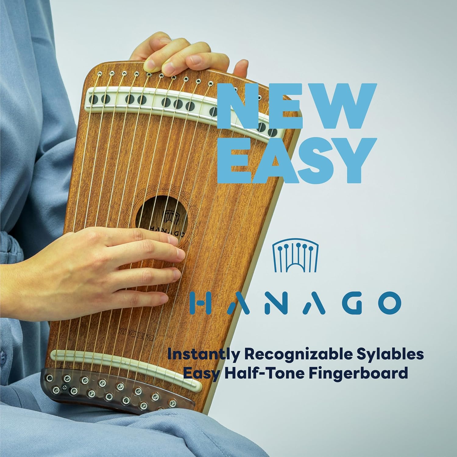 Korean Guitar Harp | Hanago [16 Keys and Chromatic 28 notes] - Single-Fretted Design with All Solid Wood(Colored Mahogany Top & Back) – Passive PickUp - Portable A4 Size