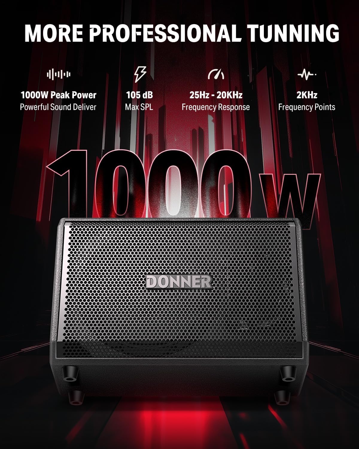 Donner Electric Drum Amp 200W, Peak Power 1000-Watt Wireless Professional & Donner Electric Drum Set, DED-300 Pro Electronic Drum Kit Quiet with Triple Zone Ride