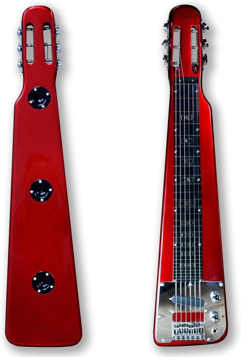 TARIO Lap Steel Guitar 6 String Slotted Head Stock Electric Slide Guitars With Gig bag (Red)