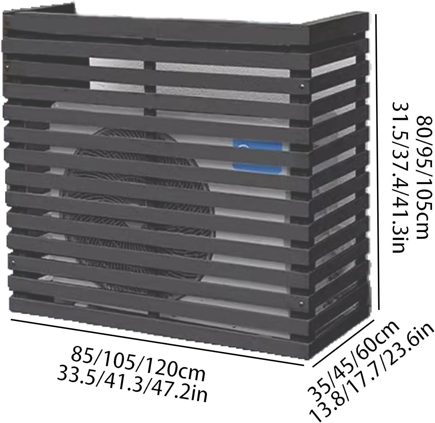 Air Conditioner Fence for Outside Units Solid Wood Air Conditioner Cover Plant Storage Outdoor Privacy Screen Hide Air Conditioner (Color : Black, Size : Large)