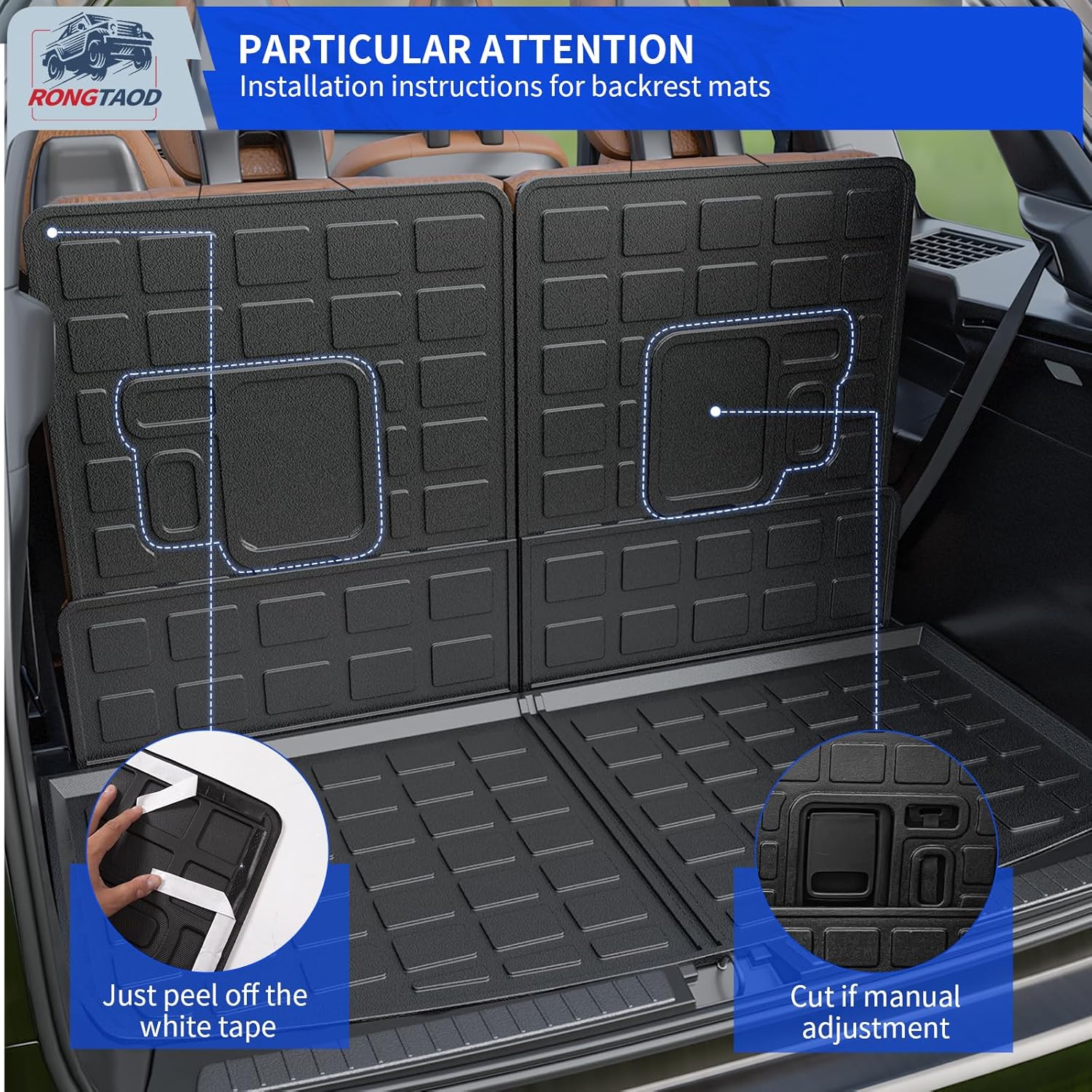 Rongtaod Floor Mats Compatible with 2021-2025 Jeep Grand Cherokee L 6 Seats Trunk Liner Cargo Mat Cargo Liner Back Seat Cover Protector 2024 Cherokee L Accessories (Trunk Mat+Backrest Mat+Floor Mats)