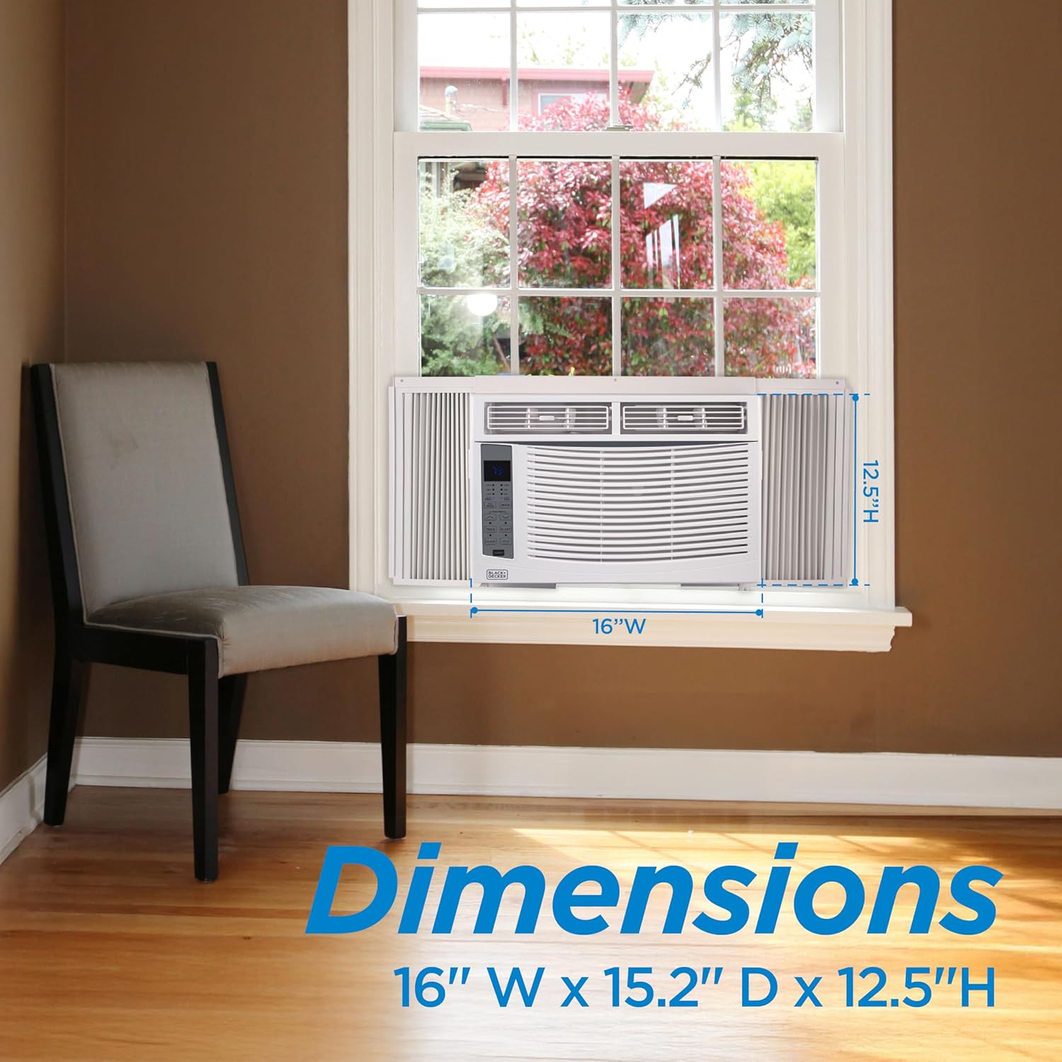 BLACK+DECKER Window Air Conditioner 6,000 BTU, AC Window Unit Cools Up to 250 Square Feet, Window AC Unit with Remote Control, 3 Cooling Speeds and Fan Only Function, BWAC06WTB, White