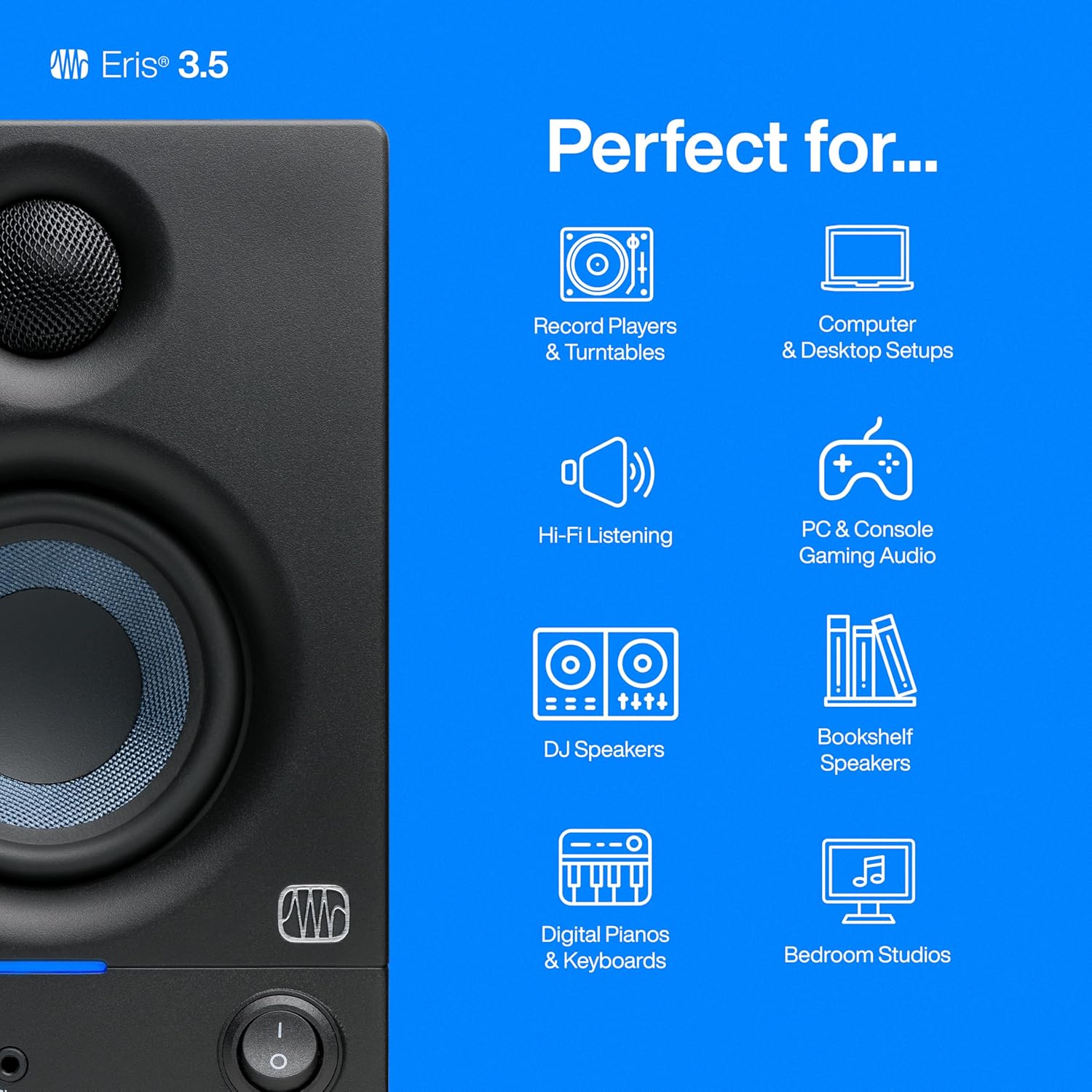 PreSonus Eris 3.5 Studio Monitors, Pair — Powered, Active Monitor Speakers for Near Field Music Production, Desktop Computer, Hi-Fi Audio