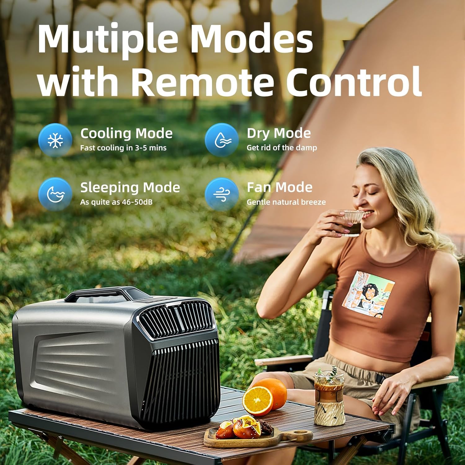 Portable Camping Air Conditioner for Outdoor and Indoor Use, Quiet Air conditoning For Small Rooms，5200BTU Fast Cooling Capacity for Tent AC