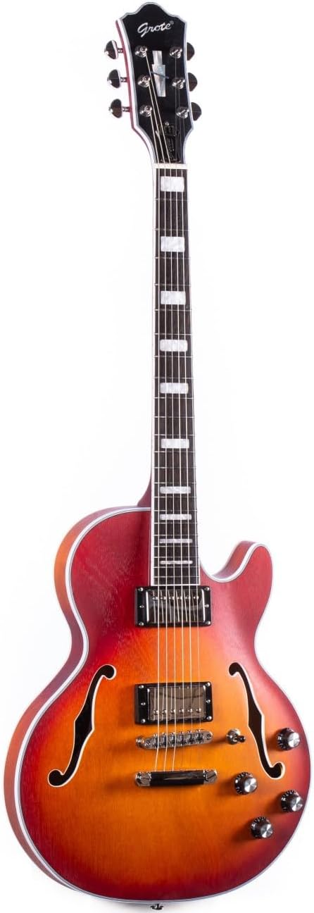 LPF Semi-Hollow Body Electric Guitar,Matte Finish, Covered Alnico5 Pickups,Mahogany Wood Body, Mahogany Neck, Rosewood Fretboard, 6 Strings, Includes Guitarbag (GTLPF-02-red VS)