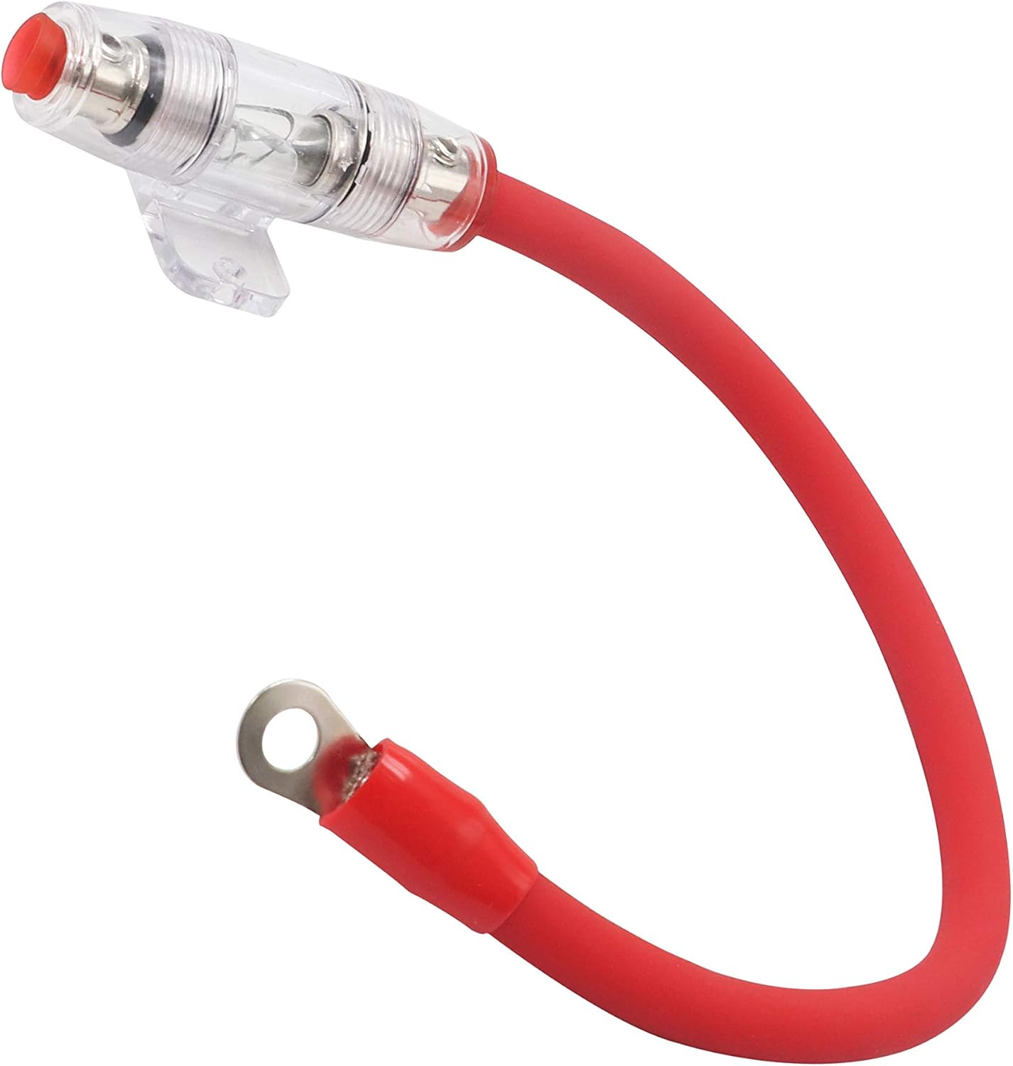 Audiotek Inline 60A MANL Fuse Holder with 1ft 4 Gauge AWG True Spec CCA Power Wire and O-Ring Copper Terminal to Protect Car Audio Amplifier from The Current (60A) – 2 Pieces