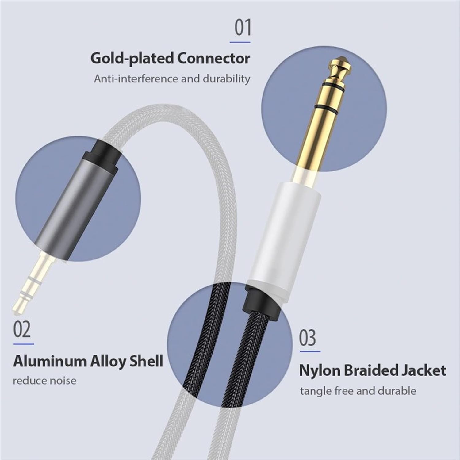 Cable Adapter for Speaker Guitar Amplifier Cable Output 3.5mm to 6.5mm Cable Guitar Interface Audio Cable (Color : PVC, Size : 10m)