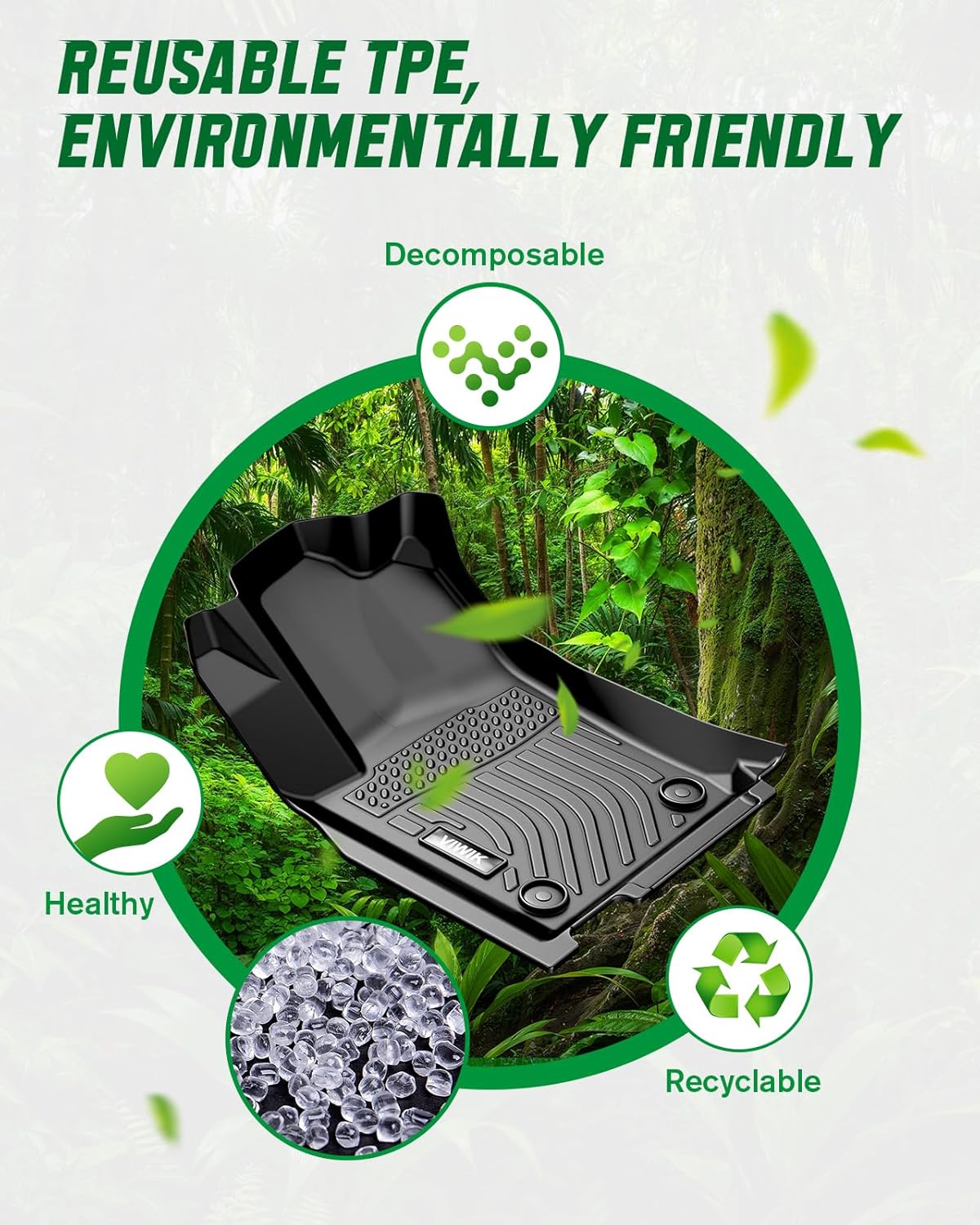 VIWIK Floor Mats for Jeep Grand Cherokee 2021-2016, Anti Slip 3D Floor Liners, TPE Waterproof Car Mats, Custom Fit All Weather Protection for Grand Cherokee SUV Accessories, Front & Rear