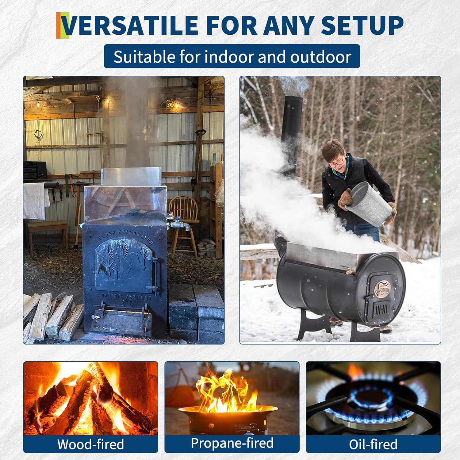 Maple Syrup Evaporator Pan - Stainless Steel, 22.4 Gal, 2 Valves & Thermometer,Upgraded Seamless Welding Technology - for Home & Outdoor(24x36x18.5 Inch)