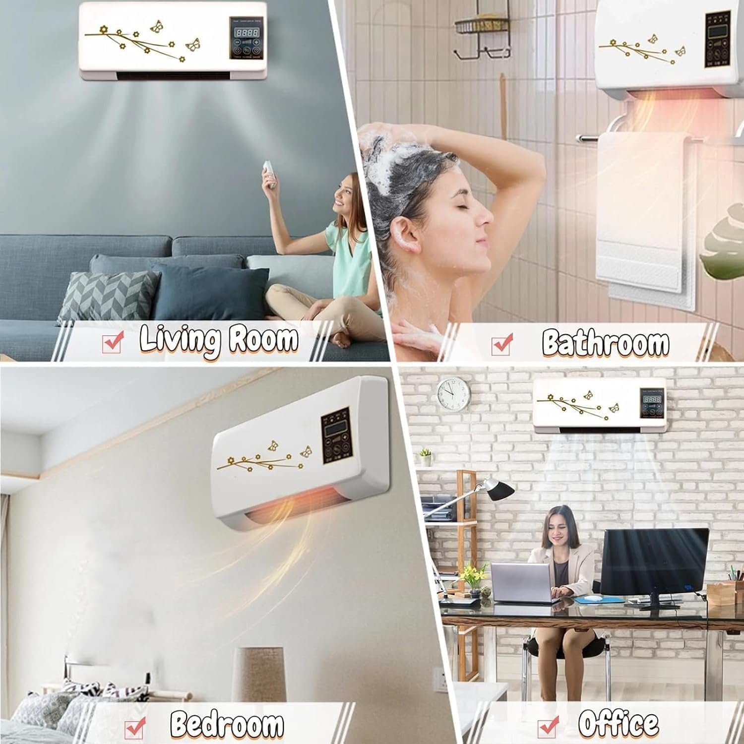 Climafy Portable Ductless Air Conditioner, Wall Mounted Split Max Air Conditioner, Mini Split Ac/Heating System Super Quiet Fast Cooling/Heating for Bedroom Living Room B 1PCS