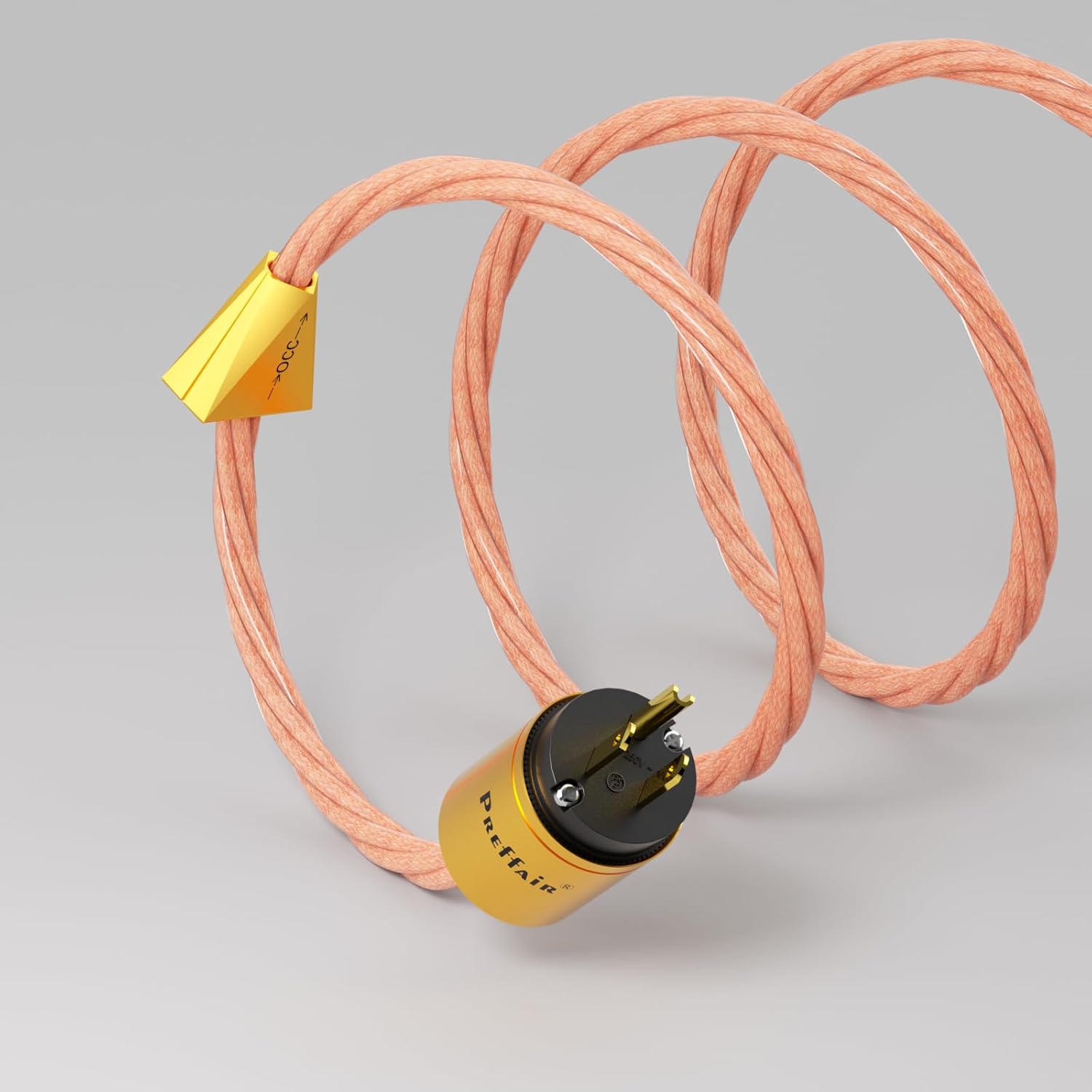 Preffair X461 OCC 5N Copper AC Power Cables 15AWG/4 x 1.5mm2 Wires with Gold Plated US 3 Prong-C15 IEC320 Power Connectors for Audiophile Subwoofer, Turntable, AMP, DAC (2M/6.6FT, X461P102G)