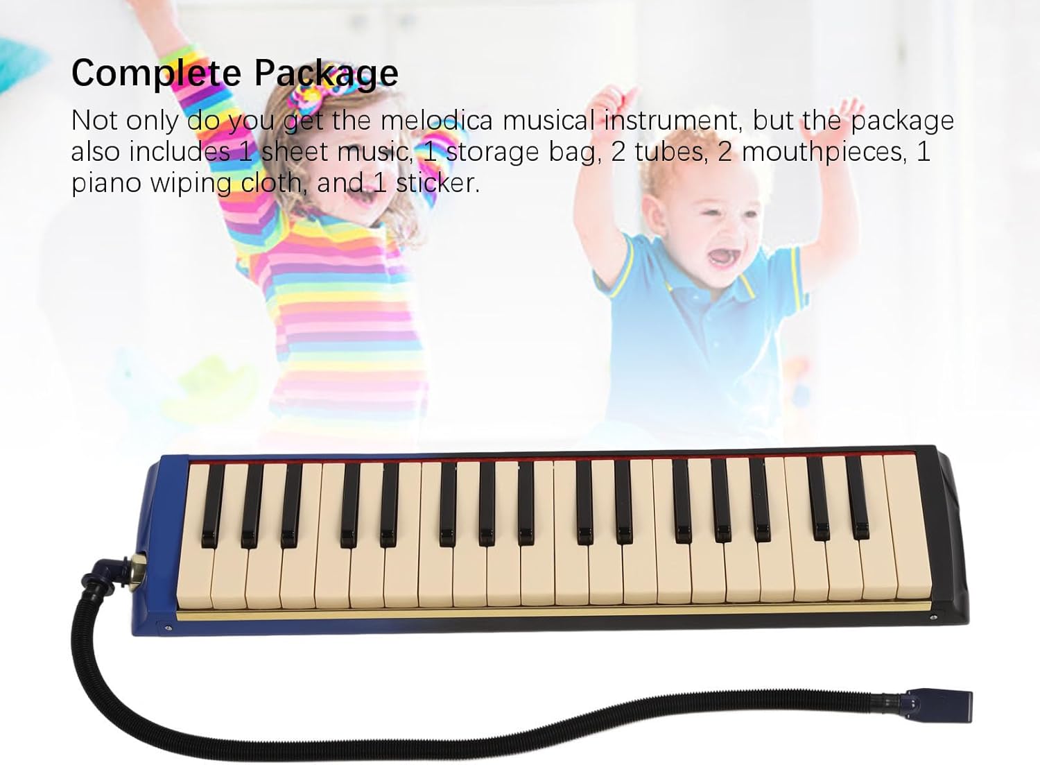 37 Key Melodica Instrument Piano, Professional Air Keyboard with Double Soft Tubes, 2pcs Mouthpiece, ABS Material, Complete Set with Carrying Bag for Beginners and Music Performanc